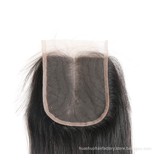 Free Part Spring Curl Double Drawn Raw Indian Temple Hair 4X4 Silk Base Top Closure